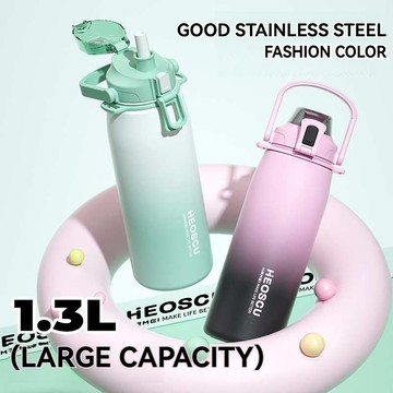 吸管保溫水瓶大容量316保溫杯女生高顏值保溫水壺返校學生上學專用便攜水杯子