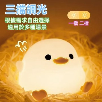 🔥隔日達+現貨速發🔥可愛的豆鴨 LED 小夜燈卡通 USB 可充電矽膠燈帶觸摸傳感器定時睡眠臥室燈生日禮物