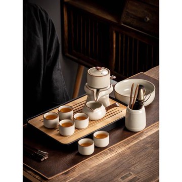 瓷牌茗汝窯自動茶具全套陶瓷懶人茶具套裝家用中式高檔喝茶泡茶器