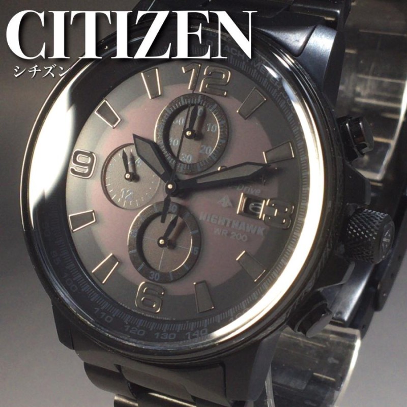 黒文字盤 シチズン CITIZEN メンズウォッチ クロノグラフ ソーラー ...