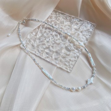 療癒 x 拉長石 珍珠 純銀 客製 飾品【粼粼】項鍊