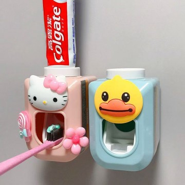 Kitty 牙膏擠壓器🎀 卡通可愛壁挂式全自動單個牙膏器套裝可愛兒童擠牙膏器 自動擠牙膏 擠牙膏器 牙膏頭 擠壓器牙膏