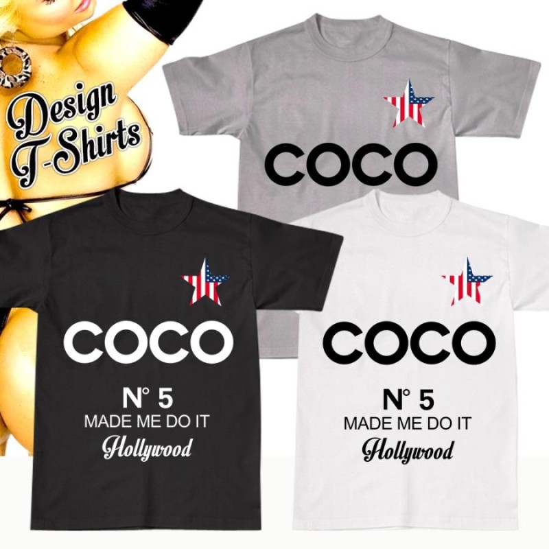 No.5 COCO STAR USA LOGO T-シャツ Tシャツ ブランド HOLLYWOOD MADE JOY RICH パロディ セレブ  ファッション 春 夏 人気 メンズ レディース | LINEブランドカタログ