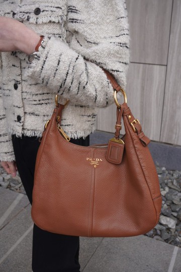 【日本直送 名牌中古包】PRADA 普拉達 側背包 棕色 經典 Logo 皮革 腋下包 vintage 古著 rghemx