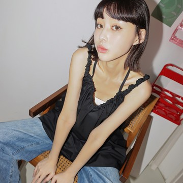 素色掛脖吊帶背心-黑【KT223179】-3色