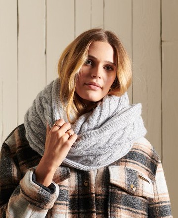 Superdry Women's Women's Tweed Cable Snood Grey / Mid Grey Tweed - Size: 1SIZE