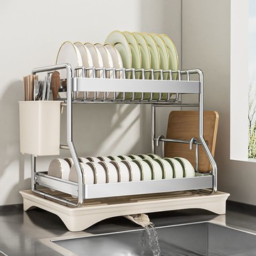 不銹鋼廚房置物架碗碟碗盤瀝水架多功能放碗架碗筷瀝水收納盒碗柜 y806