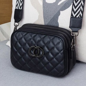 三層小包包女2025新款潮真皮菱格單肩包女時尚寬肩帶斜挎包媽媽包