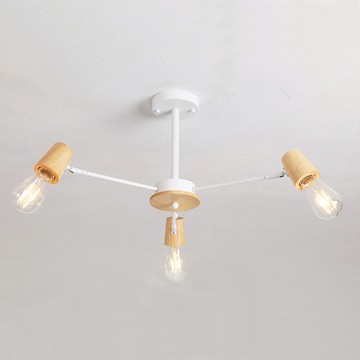 北歐風橡木半吸頂燈三燈 YP88-KC2396