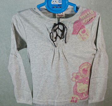 【震撼精品百貨】Hello Kitty 凱蒂貓~童裝_長T_灰