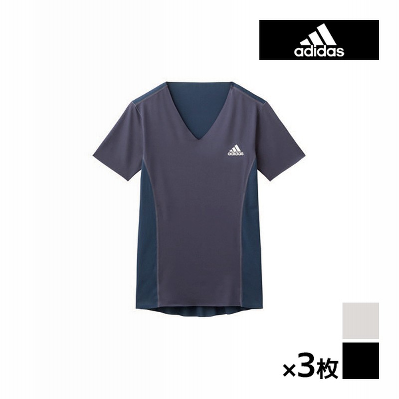 同色3枚セット adidas アディダス VネックTシャツ インナー グンゼ