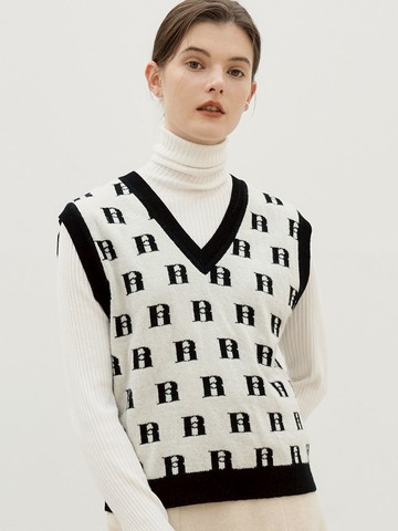 hier et demain Logo V-neck Knit Vest