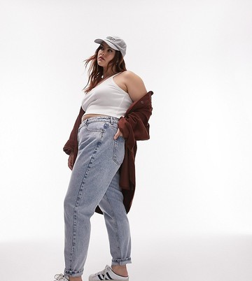 Topshop Curve Mom jeans in bleach-Blue