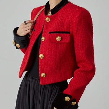 【巴黎精品】現貨+預購頂級法式毛呢外套毛呢大衣OL西裝小香風外套寬鬆秋冬大碼休閒女裝-短版粗花呢a1lk50