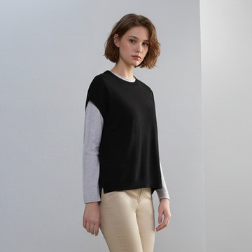 喀什米爾圓領口袋羊絨背心(5色)