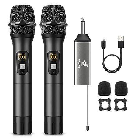 TONOR Wireless Microphone, UHF Dual Cordless Metal Dynamic Mic System with Rechargeable Receiver (Black)