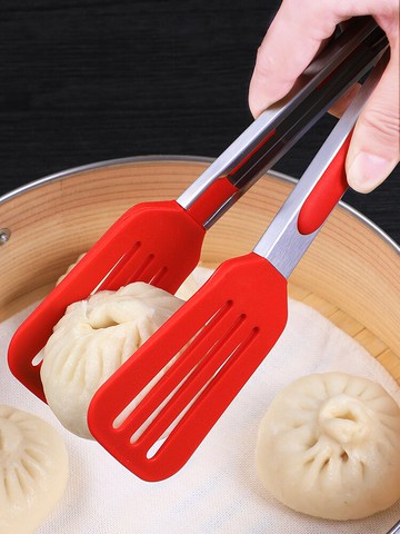 食品夾子廚房防燙硅膠夾子耐高溫牛排夾家用面包蛋糕食物不銹鋼鏟