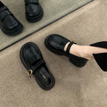【真皮】黑色小皮鞋女2025新款法式復古英倫風配裙子瑪麗珍樂福鞋