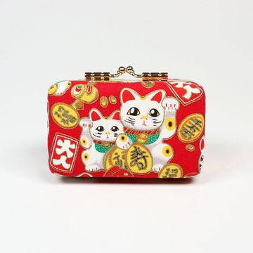 印章盒 口金 雙人章 對章 公司大小章 台灣棉- 招財貓 (紅)