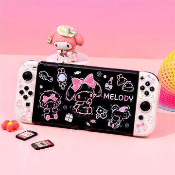 SWITCHOLED透黑保護殼Switch2保護套底座殼 涂鴉美樂蒂