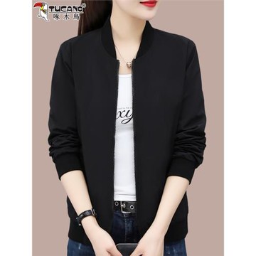 啄木鳥短款夾克外套女2025春秋季新款休閑時尚百搭寬松棒球服上衣