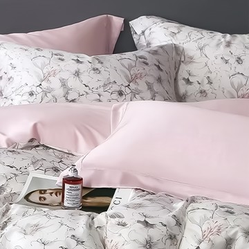 貝淇小舖 60支100%天絲全鋪棉床包兩用被四件組 加大  床包、鋪棉兩用被套、壓框枕套  清涼爵士