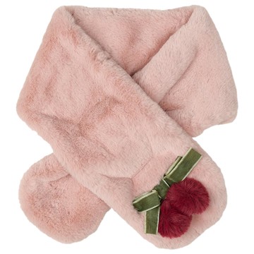 akachan honpo - 仿毛圍巾-櫻桃-粉紅色 (寬：約11cm、全長：約78cm)