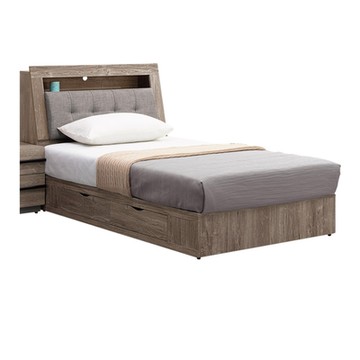 文創集 美瑟亞3.5尺單人亞麻布可收納二抽床台組合(床頭箱＋二抽床底＋不含床墊)-106x219x100cm免組