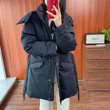 【米蘭精品】羽絨外套鵝絨夾克-90%含絨中長款腰繫帶女外套3色74ia49