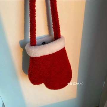 桃園有貨✨冬季新品毛絨絨聖誕元旦複古紅手套包小衆大容量洋氣單肩斜挎包女