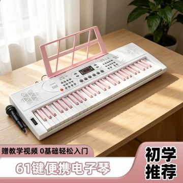 入門便攜鋼琴樂器批發帶滑音輪塑料跨境兒童學生多功能61鍵電子琴
