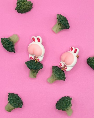 這不是紅蘿蔔啦　兔屁屁×花椰菜耳環(大)