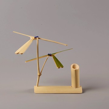 平衡竹蜻蜓純手工木質懸浮重力不倒翁網紅平衡鳥創意擺件兒童玩具