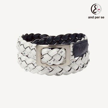 【and per se】男款白色編織設計隨意調整舒適度皮帶 DGU0J741