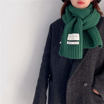 奶茶色針織保暖圍巾女秋冬季ins馬爾斯綠學生圍脖毛線情侶男