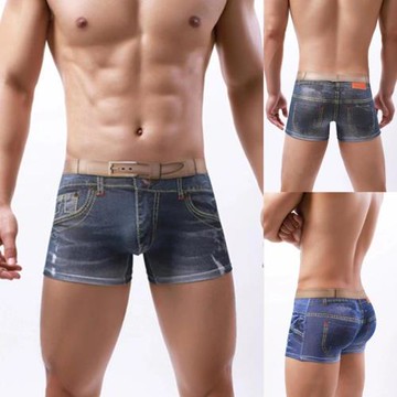 New Men Denim Underwear 3D Boxers Shorts 新男個性平角內褲