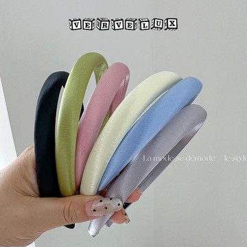 两件9.9折🔥臺灣出貨🔥可開發票✅法式復古光澤感緞面海綿髮箍奶油細款頭箍外出髮飾洗臉髮卡新款