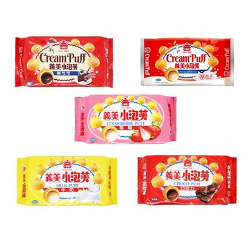 【蝦皮直營】義美小泡芙 57g 巧克力 牛奶 草莓 黑可可 厚奶茶