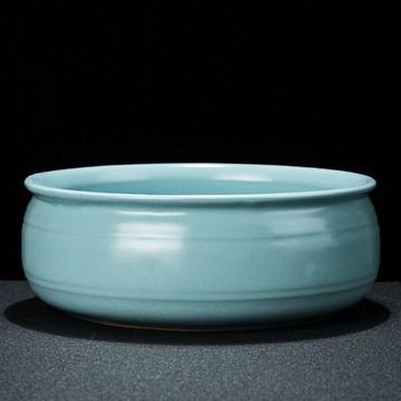 汝窯陶瓷茶洗大號水洗筆洗圓形加高茶具配件水盂茶杯洗茶渣桶家用