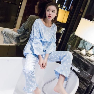 睡衣女秋純棉長袖甜美可愛韓版清新學生冬可外穿秋冬款2017新款夏
