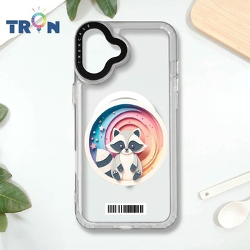 TRON IPHONE 16 PLUS 可愛紙雕浣熊 防摔 MAGSAFE 磁吸 太空載具殼 透白 手機殼