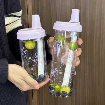 奶茶杯水杯女生耐高溫學生夏天便攜大容量網紅ins帶吸管塑料杯子