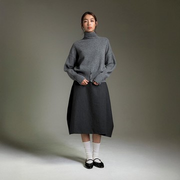 微岑不對稱打褶錐形裙