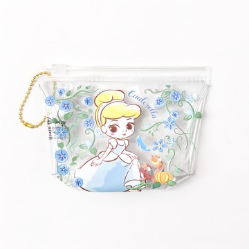 迪士尼 仙杜瑞拉-q版公主夾鏈梯形  透明  零錢包  1個