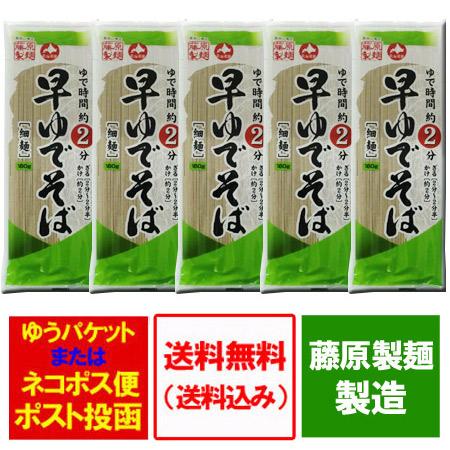 そば 送料無料 早ゆでそば 細麺 180g×5束 干しそば ゆで時間約2分 価格 800 円 藤原製麺製造 ポイント消化 800 送料無料 かんめん そば 干し