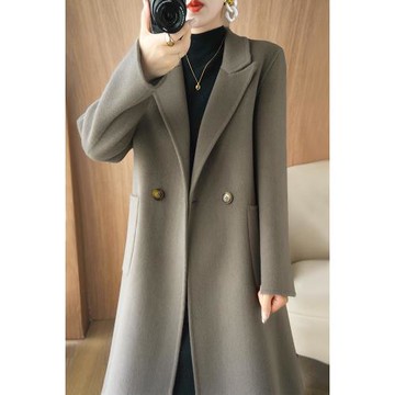 新款高端雙面羊絨大衣女中長款修身小個子羊毛大衣加厚秋冬外套女