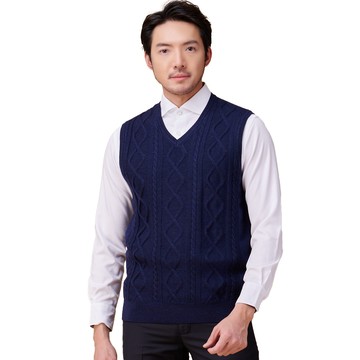 BARONECE 紳士品味V領針織羊毛背心_藍(624772-09)