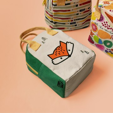 可愛小狐狸【Fluf】森林小狐拉鍊隨手袋 野餐 露營 出遊 環保袋 隨手提袋 物品收納 可機洗 可愛療癒 兒童禮