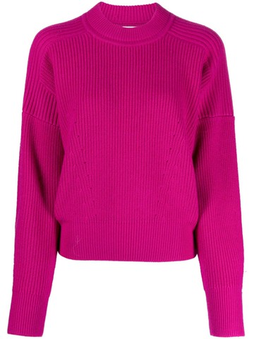 MARANT ÉTOILE - long-sleeve ribbed-knit jumper - women - Wool/Merino/Elastane/Polyamide - 38 - Purple