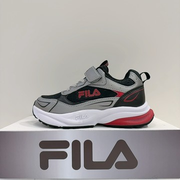 FILA KIDS 中童 黑色 魔鬼氈 足弓支撐 康特杯 穩定 透氣 休閒 運動鞋 3-J807A-402